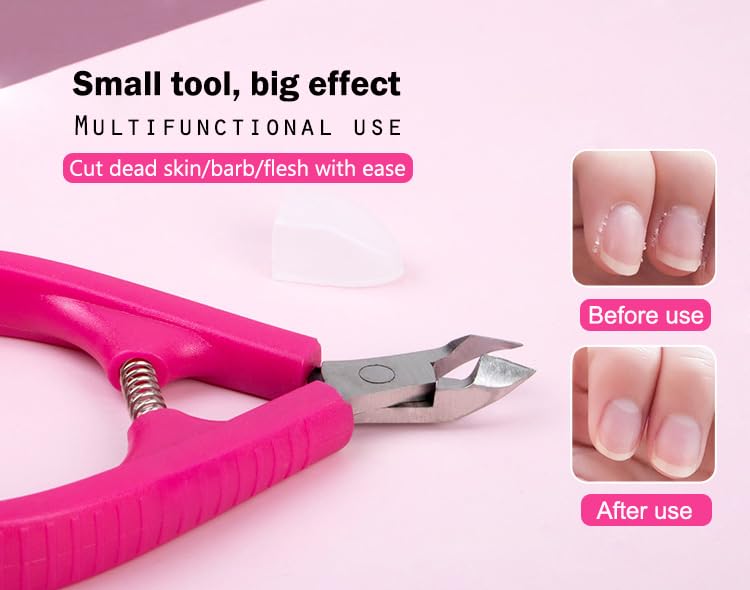 AKOAK Stainless Steel Cuticle Cutter, Plastic Handle, Sharp Blade, for Nail Care, Pedicure, Manicure Tools (Pink) Beauty and Personal Care AKOAK