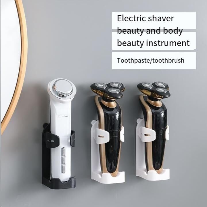 ZWJFDGQM Wall Mount Electric Shaver Holder, Adjustable Bathroom Organizer with Drainage Hole (Black)(White) Beauty and Personal Care ZWJFDGQM