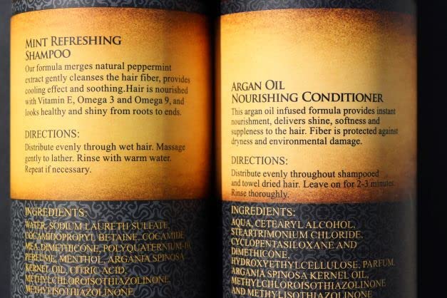 Argan De Luxe 100% Pure Organic Moroccan Argan Oil Nourishing MINT Shampoo & Conditioner 500ml (Shampoo+Conditioner 500ml) by Argan Deluxe Beauty & Personal Care Whisper Whip
