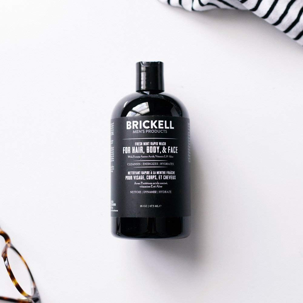 Brickell Men's Rapid Wash, 3 in 1 Body Wash Gel for Men, With Aloe, Vitamin E, and Jojoba Oil, 16 Ounce, Fresh Mint Scent Beauty & Personal Care Brickell Men's Products