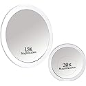 MIRRORVANA 20X & 15X Magnifying Mirror Set with 3 Suction Cups Each - Compact & Travel Ready Mirror for Makeup - Sizes: 6" and 4" Wide Beauty & Personal Care MIRRORVANA