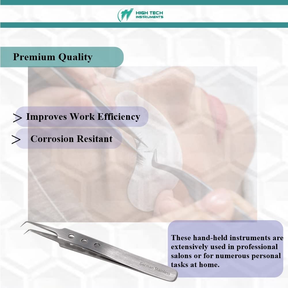 Professional Stainless Steel Tweezers 4.75" with Fine Precision Tips & Fenestrated Handle Suitable for Facial Hair, Splinter and Ingrown Hair Removal Beauty and Personal Care HIGH TECH INSTRUMENTS