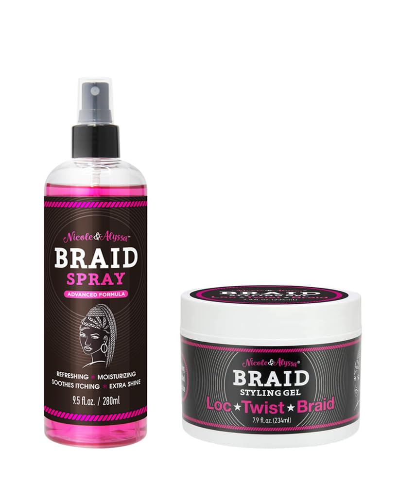 Nicole & Alyssa - Braid Spray and Braid Styling Gel Combo (9.5oz (Spray) + 7.9oz (Gel)) Beauty & Personal Care Nicole & Alyssa