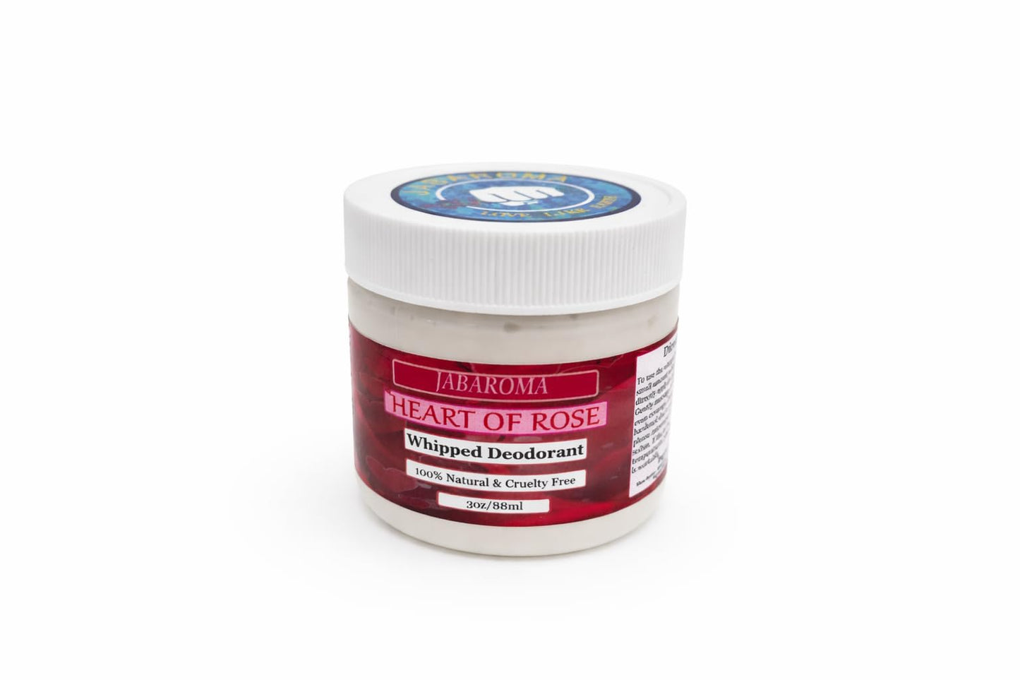 Jabaroma All Natural Deodorant Cream, 5 Ingredient, 24 Hour Protection, 3 oz, Whipped Formula with Shea Butter and Essential Oils (3oz, Heart of Rose) Beauty and Personal Care Jabaroma