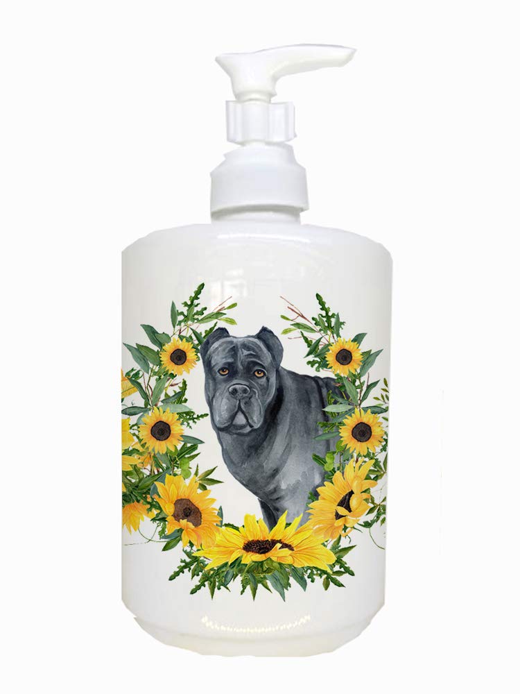 Caroline's Treasures CK2886SOAP Cane Corso in Sunflowers Ceramic Soap Dispenser Hand Soap Dispenser Pump Bottles for Bathroom Kitchen, Empty Beauty & Personal Care Caroline's Treasures