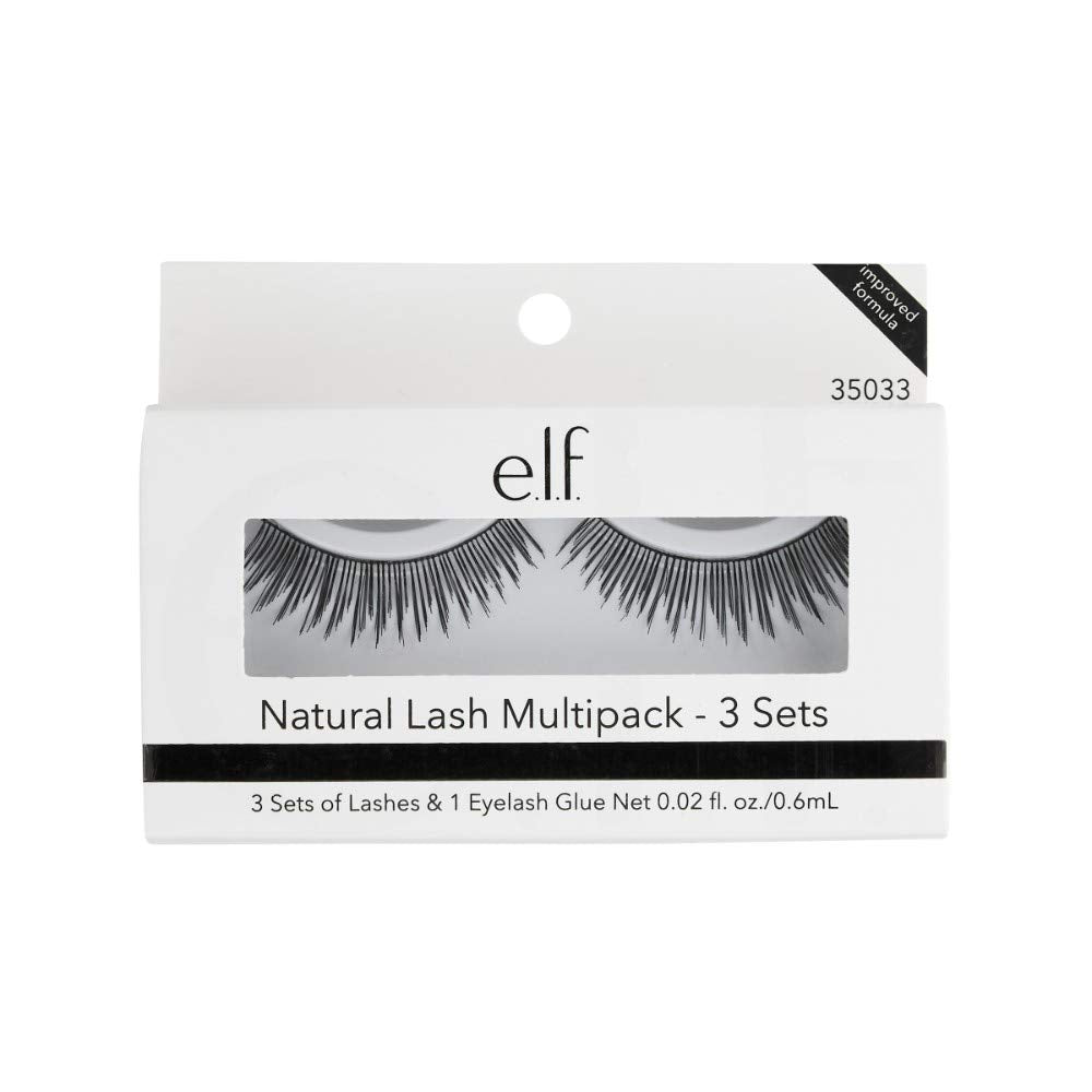 Elf Cosmetics Natural Lash Multipack with 3 Sets of Lashes & 1 Eyelash Glue Beauty & Personal Care e.l.f. cosmetics