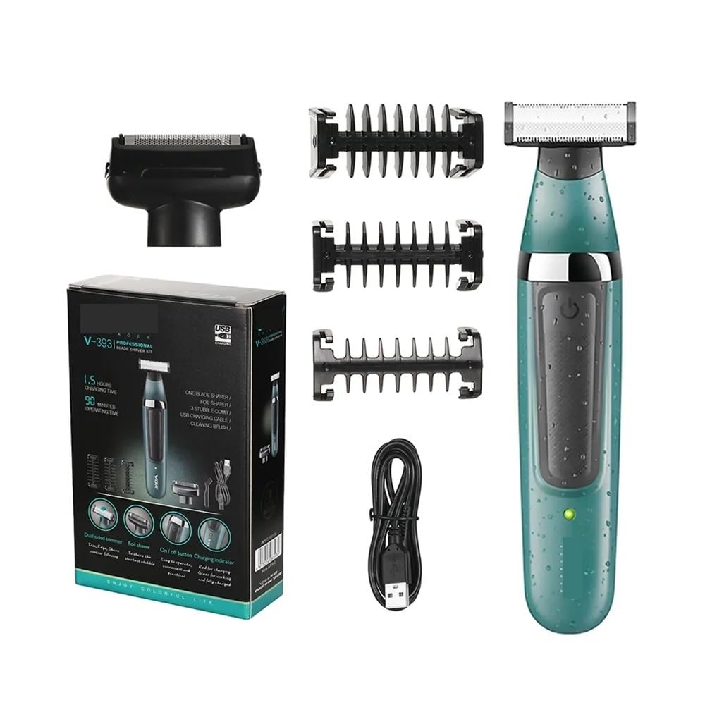 Double Blade Multi-Function Waterproof Shaver, Rechargeable Beard Trimmer, Male Hair Set 393(Black) Beauty and Personal Care EWKYLSEM