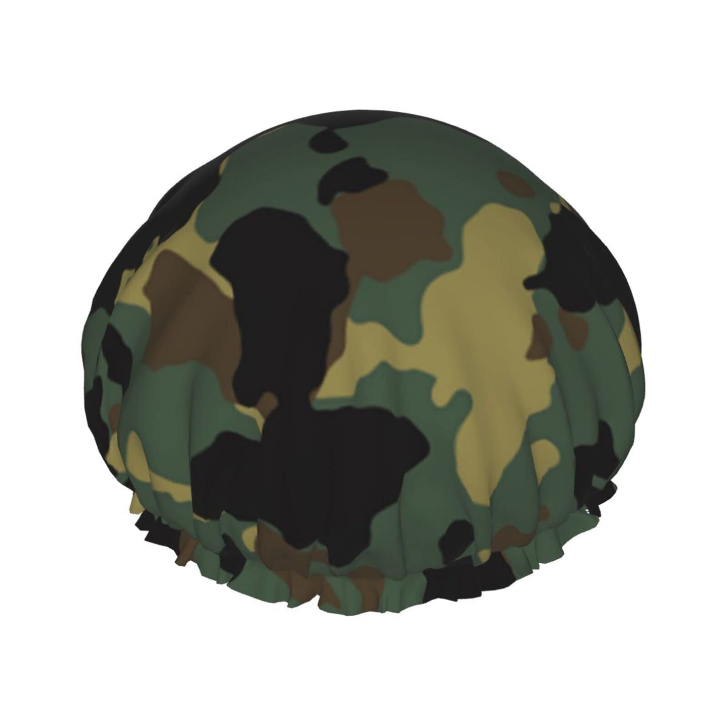 Camouflage Pattern Shower Cap Reusable Bath Hair Cap Double Layer Waterproof Bathing Shower Hat for Ladies, Men, Kids, Spa or Salon Beauty and Personal Care BONDIJ