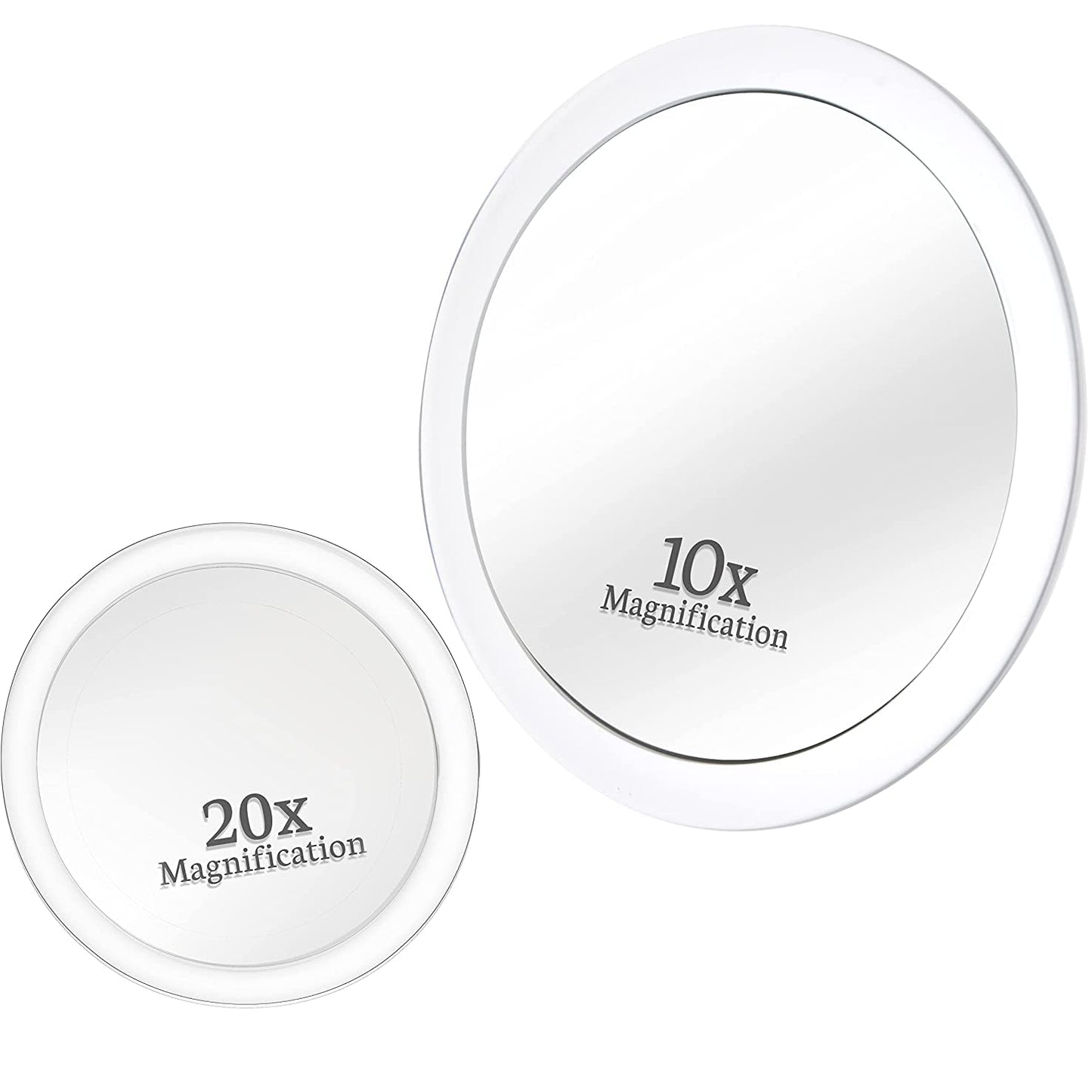 MIRRORVANA 20X & 10X Magnifying Mirror Set with 3 Suction Cups Each - Compact & Travel Ready Mirror for Makeup - Sizes: 6" and 4" Wide Beauty & Personal Care MIRRORVANA