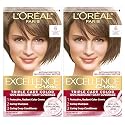 L'Oreal Paris Excellence Crème Permanent Hair Dye, Triple Care Hair Color with Hyaluronic Acid for 100% Gray Coverage, 6 Light Brown, 1 Kit (Pack Beauty & Personal Care L'Oreal Paris