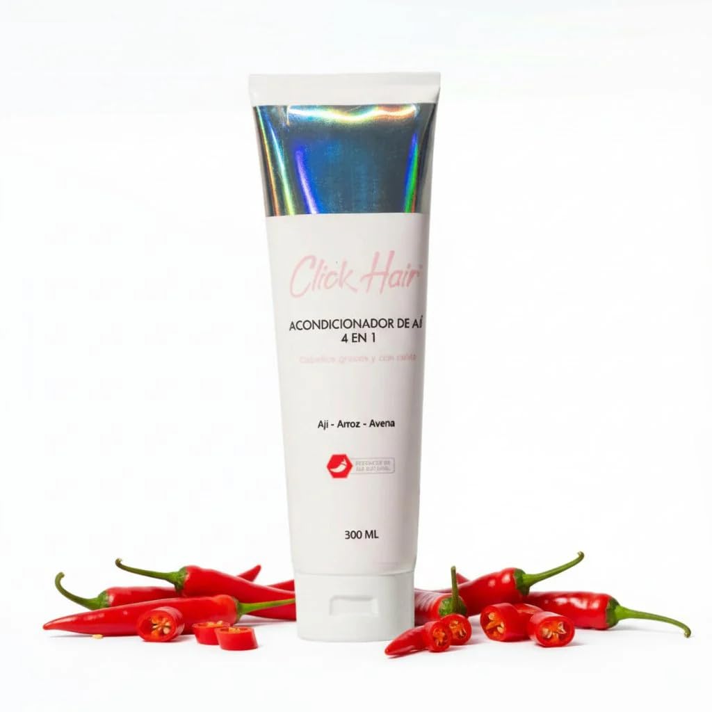 Click Hair 4-in-1 Chili Conditioner Conditioner Acondicionador De Aji 4 en 1 Hidratación y suavidad Colombia (10.1oz - 300ml)