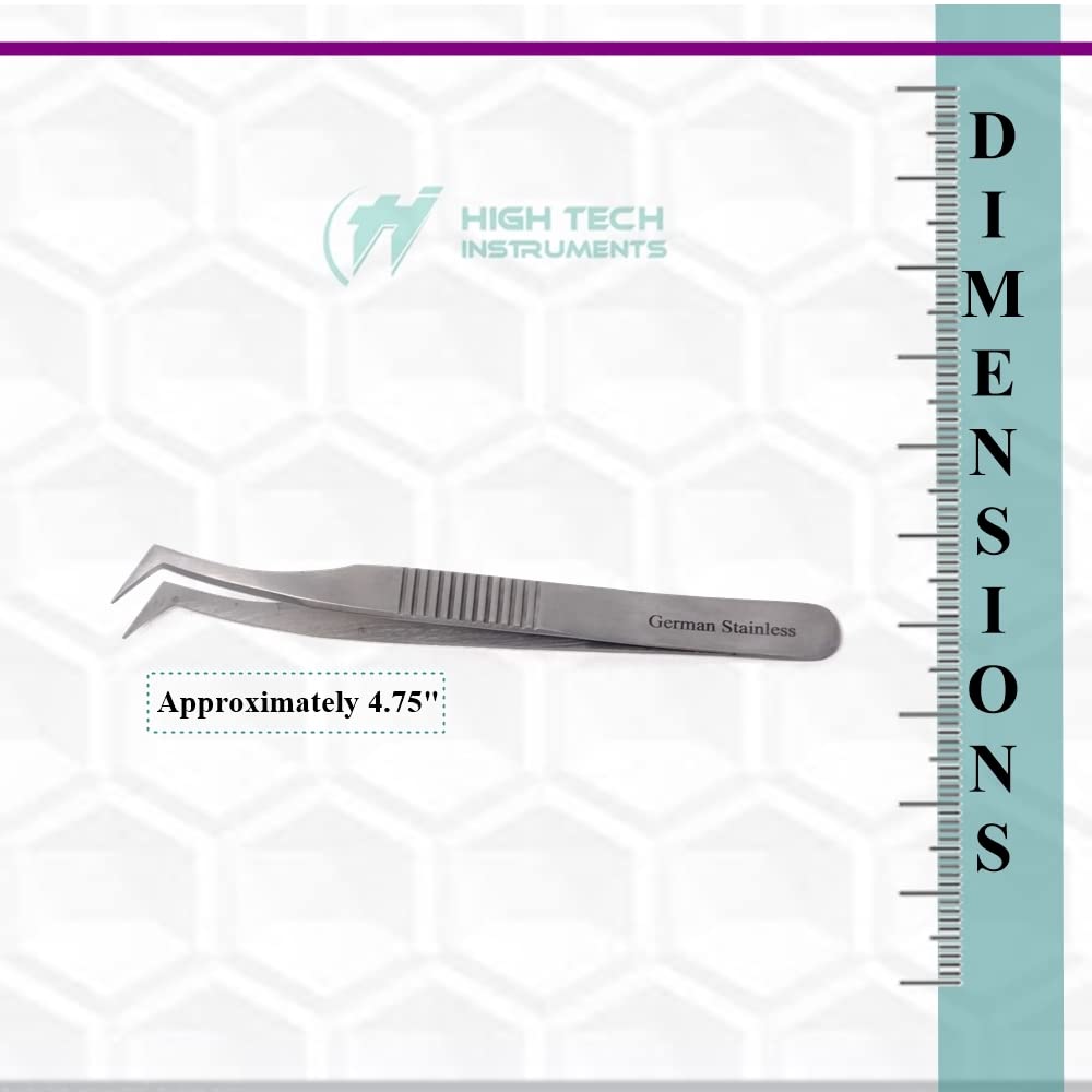 Professional Tweezers Sharp, Needle Nose, Stainless Steel, Surgical Tweezers Precision Pluckers 4.75" with Fine Precision Tips for Facial Hair Beauty and Personal Care HIGH TECH INSTRUMENTS