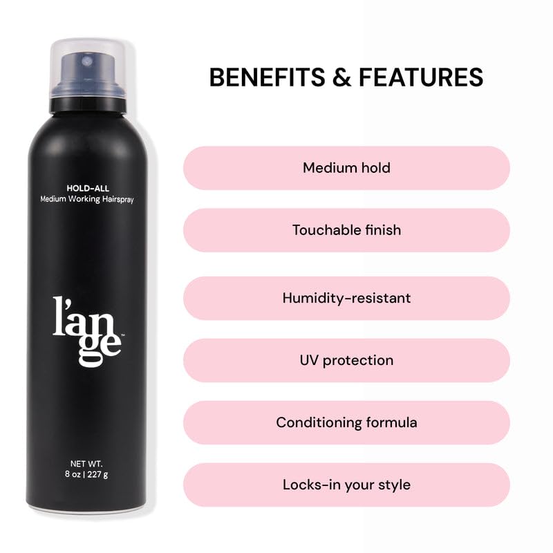 L'ANGE HAIR Hold-All Medium Working Hairspray | Brushable Hairspray | Touchable Finish & Flexible Hold | Hair Sprays For Women | Humidity Resistance Beauty & Personal Care L'ANGE HAIR