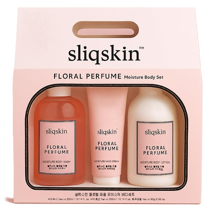 Sliqskin Floral Perfume Moisture Body Set, Body Care Trio, Hydration, Long-lasting scent, Gift Set, Cherry Blossom Extract Beauty and Personal Care sliqskin