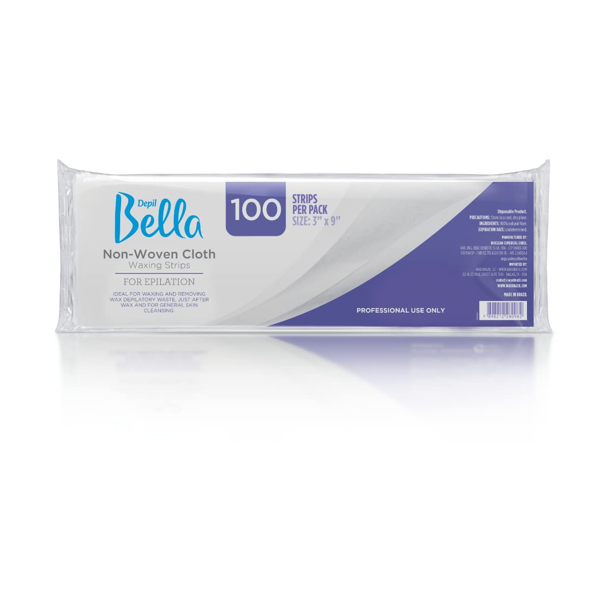 Depil Bella Non-Woven Cloth Waxing Strips - 100% Natural Fiber - For Hair Removal at Home and Professional Use (100 Strips) Beauty and Personal Care DEPIL BELLA