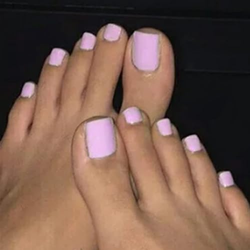 Outyua Solid Square Fake Toenails Matte Press on Toenails Purple Short Acrylic False Toes Nails Artificial Beach Summer Full Cover Toenail for Women Beauty & Personal Care Outyua