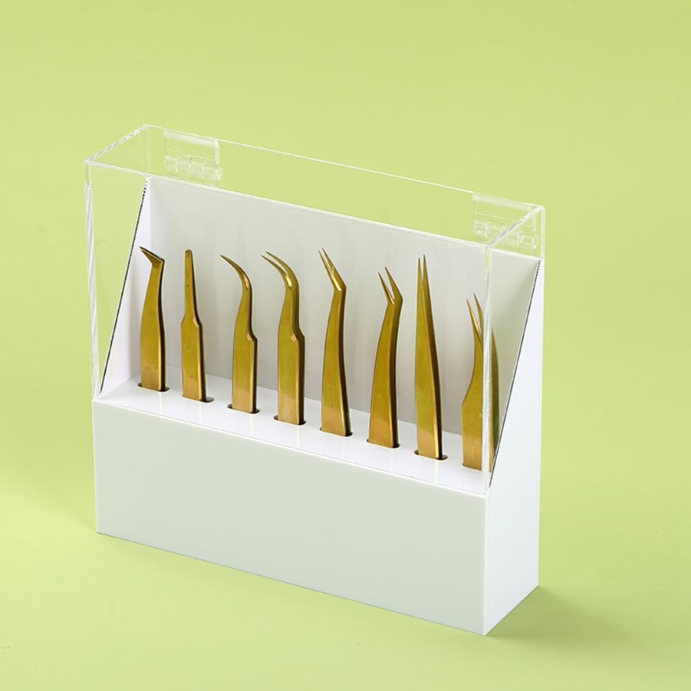 LIXIMMAZN Dust-proof 8 Holes Tweezers Holder, Eyelash Extensions Supplies Acrylic Display, Acrylic Rack Storage Eyelash Extension Tools with Dust Beauty & Personal Care LIXIMMAZN