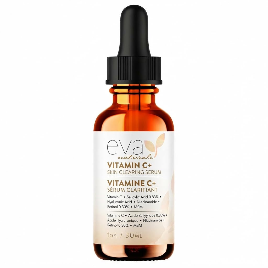 Vitamin C Serum for Face with Retinol (0.30%) & Salicylic 0.83% + Hyaluronic | Skin Refining Facial Serum for Uneven Tone, Texture & Hydration | Beauty & Personal Care Eva Naturals