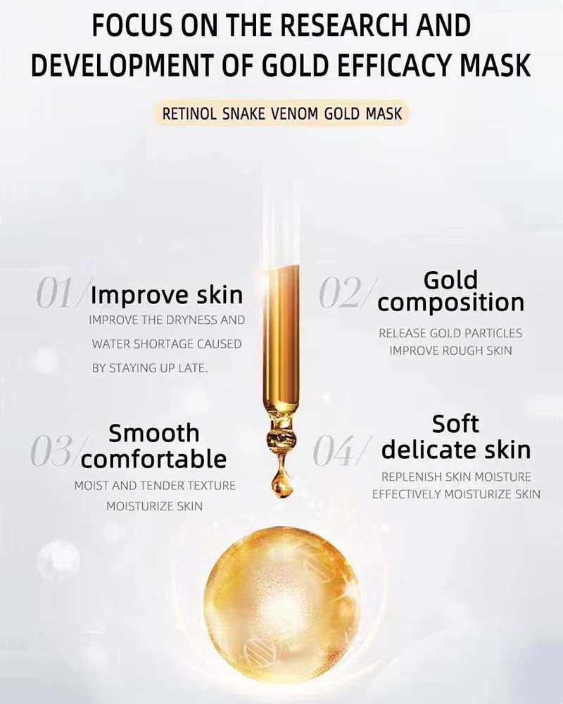 Retinol Snake Venom Gold Peel-Off Mask 100g – Anti-Aging Face Mask to Reduce Wrinkles, Fine Lines, Acne & Minimize Pores, Moisturizing Beauty & Personal Care Yanficer