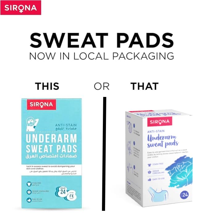 Sirona Disposable Underarm Sweat Pad - 24 Pad, Antiperspirant Absorbent Odour Blocker Pads Armpit Dress Shields - Anti Sweat Arm Pits Pads For Women Beauty and Personal Care Sirona