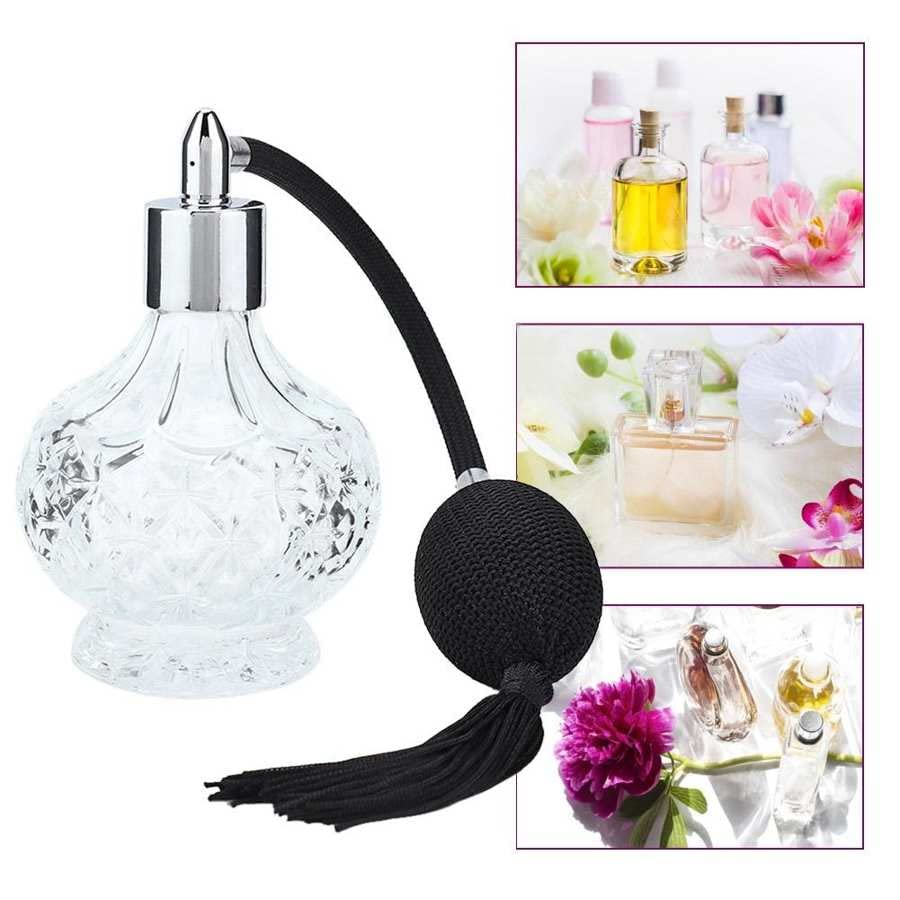 Topxome 80ml Clear Crystal Vintage Perfume Bottle Long Spray Tassels Parfume Atomizer Pump Refillable Glass Bottles Beauty & Personal Care Topxome