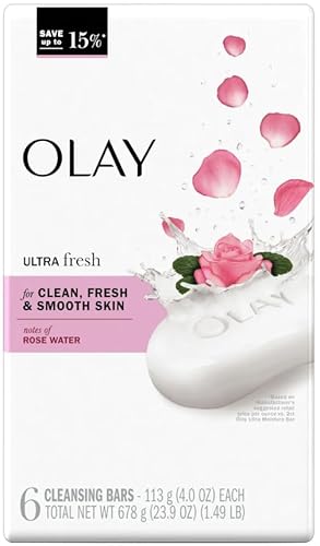 Olay Ultra Fresh Bath Bar, for Clean, Fresh & Smooth Skin with Notes of Rosewater, 23.9 oz (678g) - 6 Count, Pack of 1 Beauty & Personal Care Olay