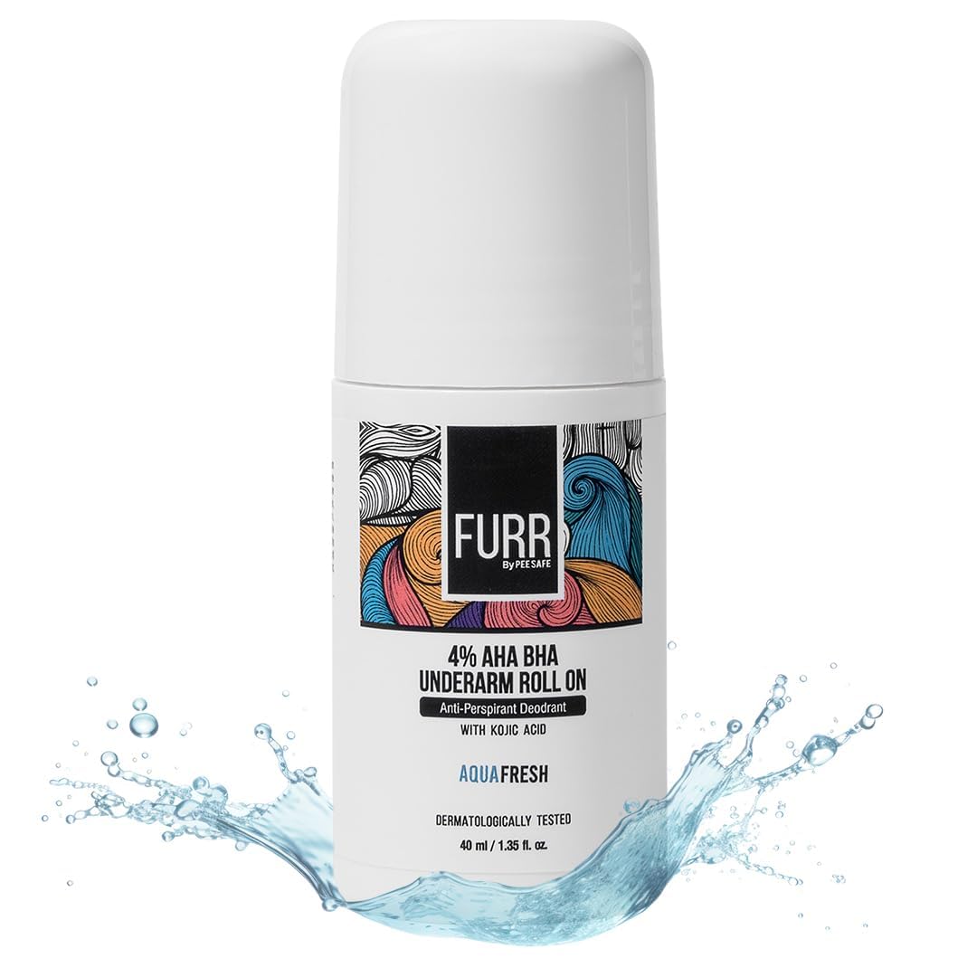 FURR 4% AHA BHA Underarm Roll On - 40ml - Aqua Fresh Fragrance - Dermatologically Tested - Antiperspirant Beauty and Personal Care FURR By Pee Safe