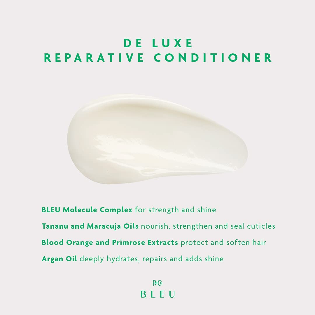 R+Co BLEU De Luxe Reparative Shampoo and Conditioner Set - Hydrates, Strengthens & Repairs Coarse, Fragile & Damaged Hair - Seals Cuticles & Split Beauty & Personal Care R+Co