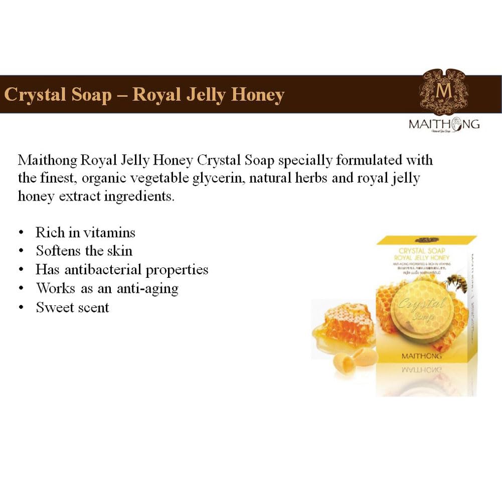Maithong Crystal Soap (Royal Jelly Honey) 70 Gram. Beauty & Personal Care Maithong
