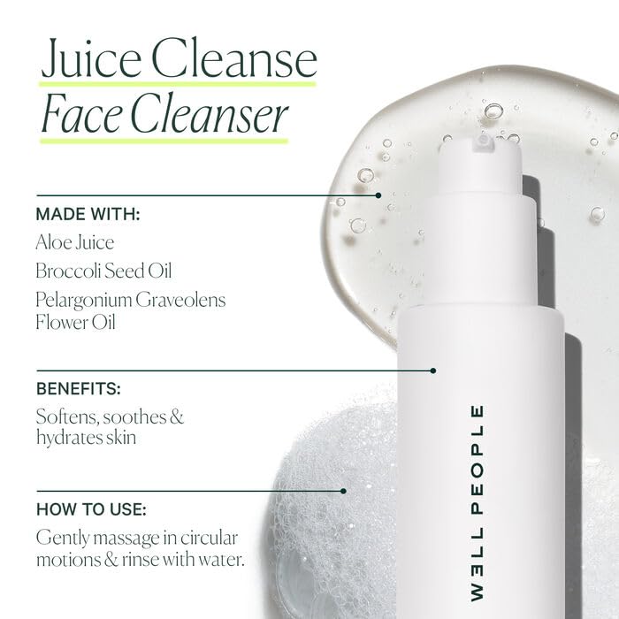 Well People Juice Cleanse Soothing Aloe Face Cleanser, Nourishing Gel-based Cleanser For All Skin Types, Softens & Hydrates Skin, Vegan & Cruelty-free Beauty & Personal Care Well People