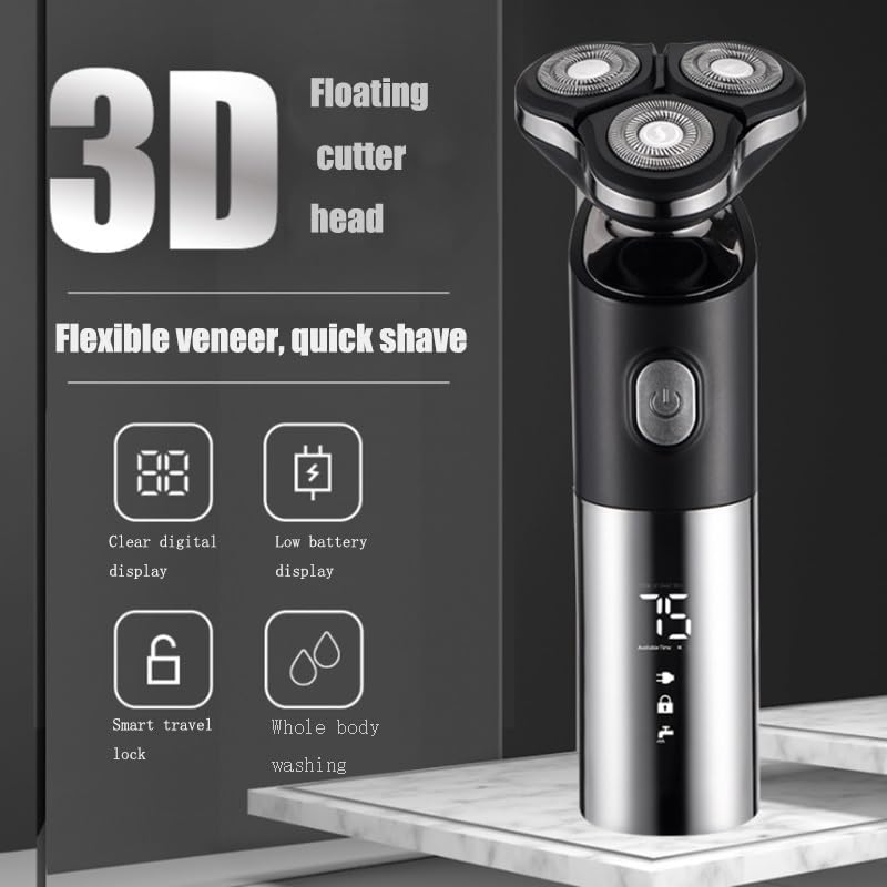 WTCBQC Head Shavers for Bald Men, 3 Head Electric Shaver for Men 3D Electric Razor Waterproof Beard Trimmer Cutter for Men Shaving Machine Recharge Beauty and Personal Care WTCBQC