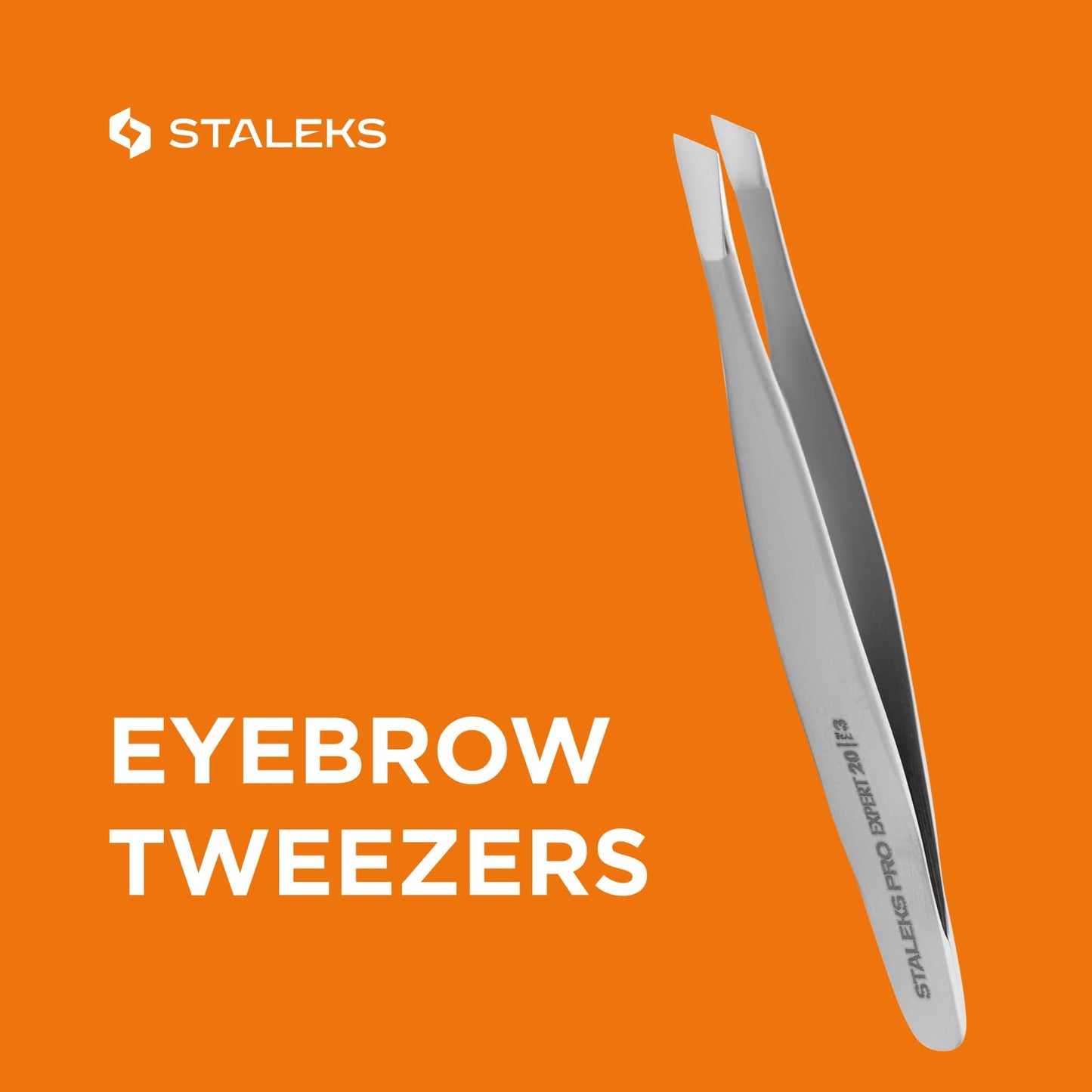 STALEKS PRO Expert 20 Type 3 Professional Eyebrow Tweezers - Wide Beveled Stainless Steel for Thick Brows & Soft Stroke Hair Removal Beauty and Personal Care STALEKS PRO