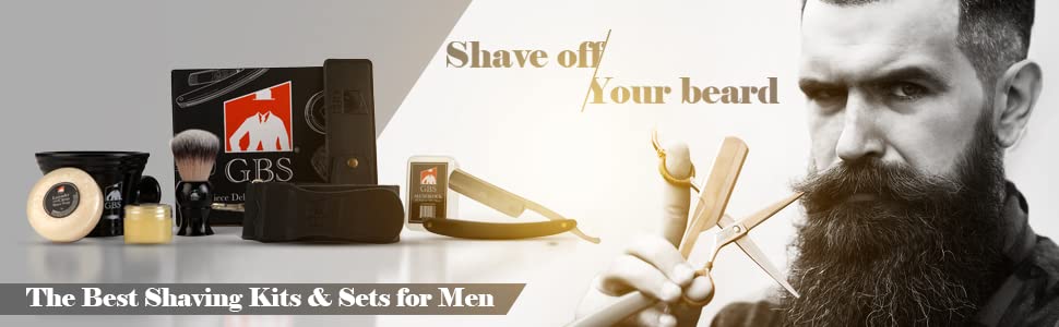 G.B.S 8 Piece Deluxe Wood shaving Straight Razor Set Shave Ready Beauty and Personal Care G.B.S