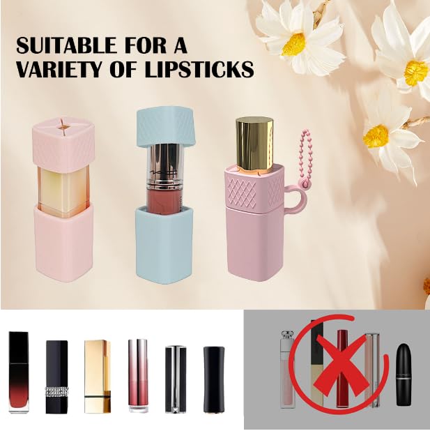DIYBravo 2 pcs Silicone Lip Balm Holder Lipstick Cases Keychain Chapstick Case Holder Lip Balm Sleeves Pouch, Portable Silicone Lip Gloss with Ball Beauty and Personal Care DIYBravo