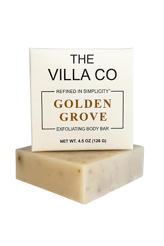 The Villa Co - Golden Grove | 4.5oz Exfoliating Body Bar for Women & Men | Artisan Made in USA | Natural Ingredients | Goats Milk Beauty & Personal Care The Villa Co