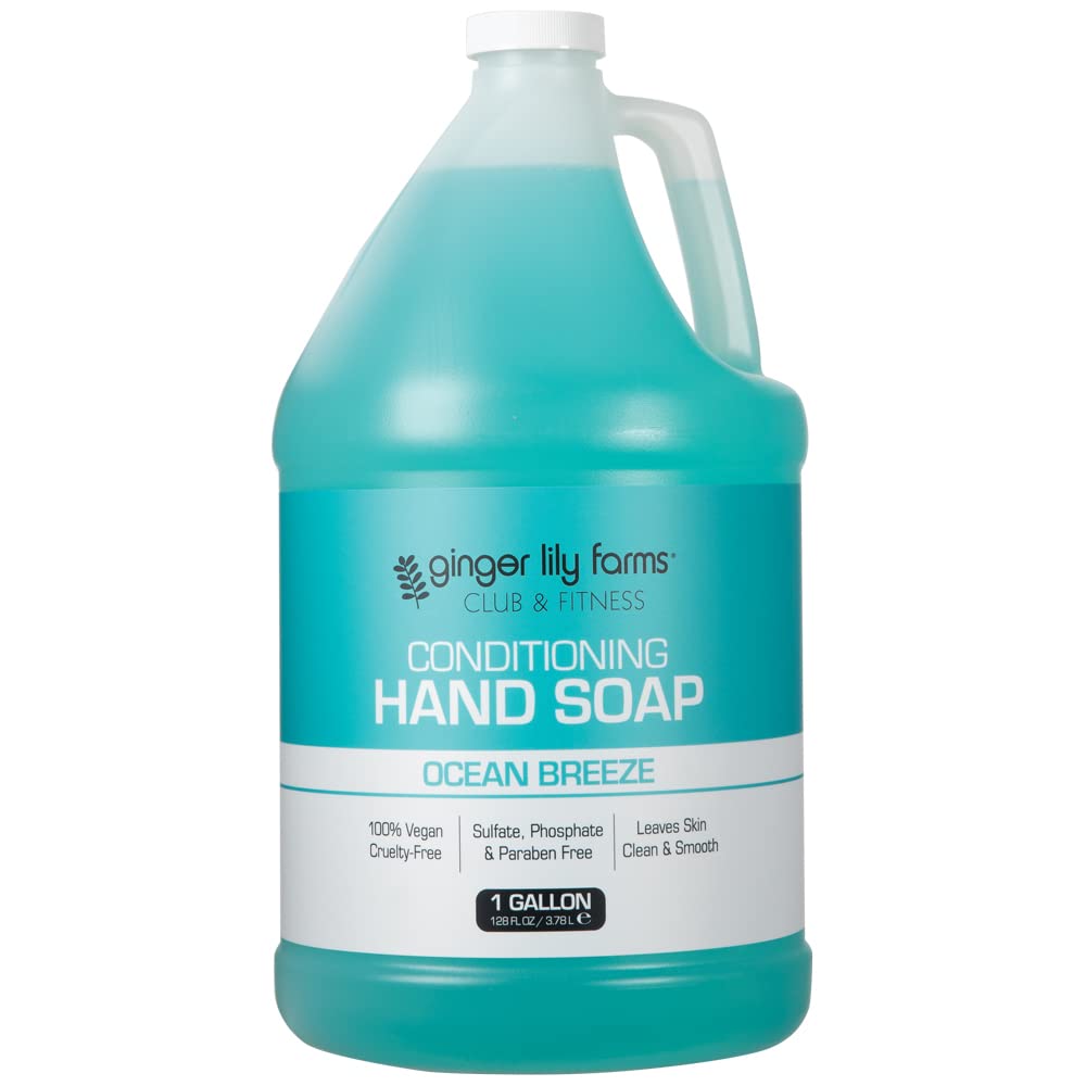 Ginger Lily Farms Club & Fitness Conditioning Liquid Hand Soap Refill, 100% Vegan & Cruelty-Free, Ocean Breeze Scent, 1 Gallon (128 fl oz) Beauty & Personal Care Ginger Lily Farms