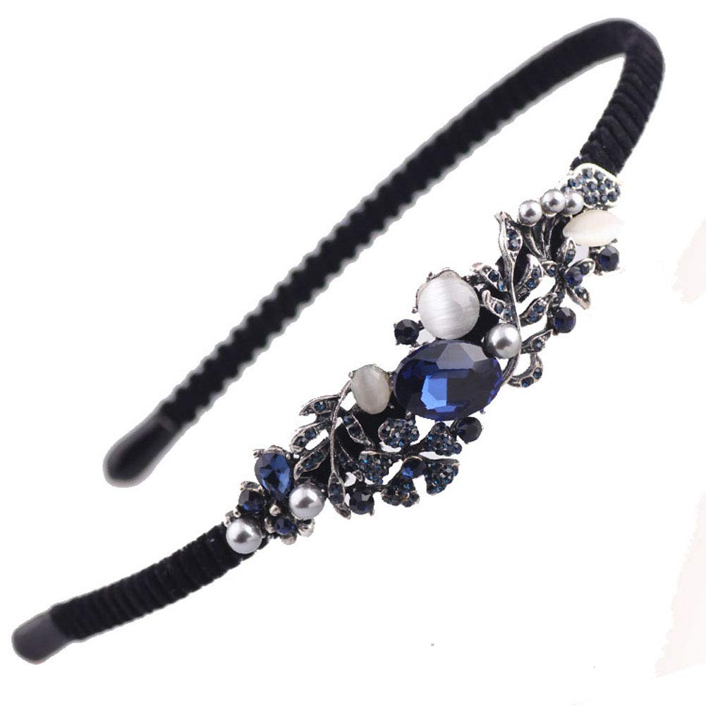 2PCS Women Lady Crystal Headband With Flower Beaded Metal Hard Headpiece Beauty & Personal Care Suoirblss