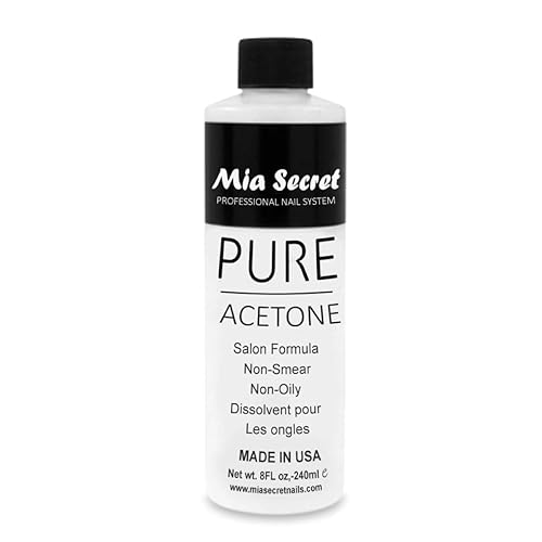 Mia Secret Nail Polish Remover, 100% Pure Acetone, 8 Fl. Oz. Safe and Gentle Cuticle Remover Liquid, Quick and Effective Formula, For Natural Beauty & Personal Care Mia Secret