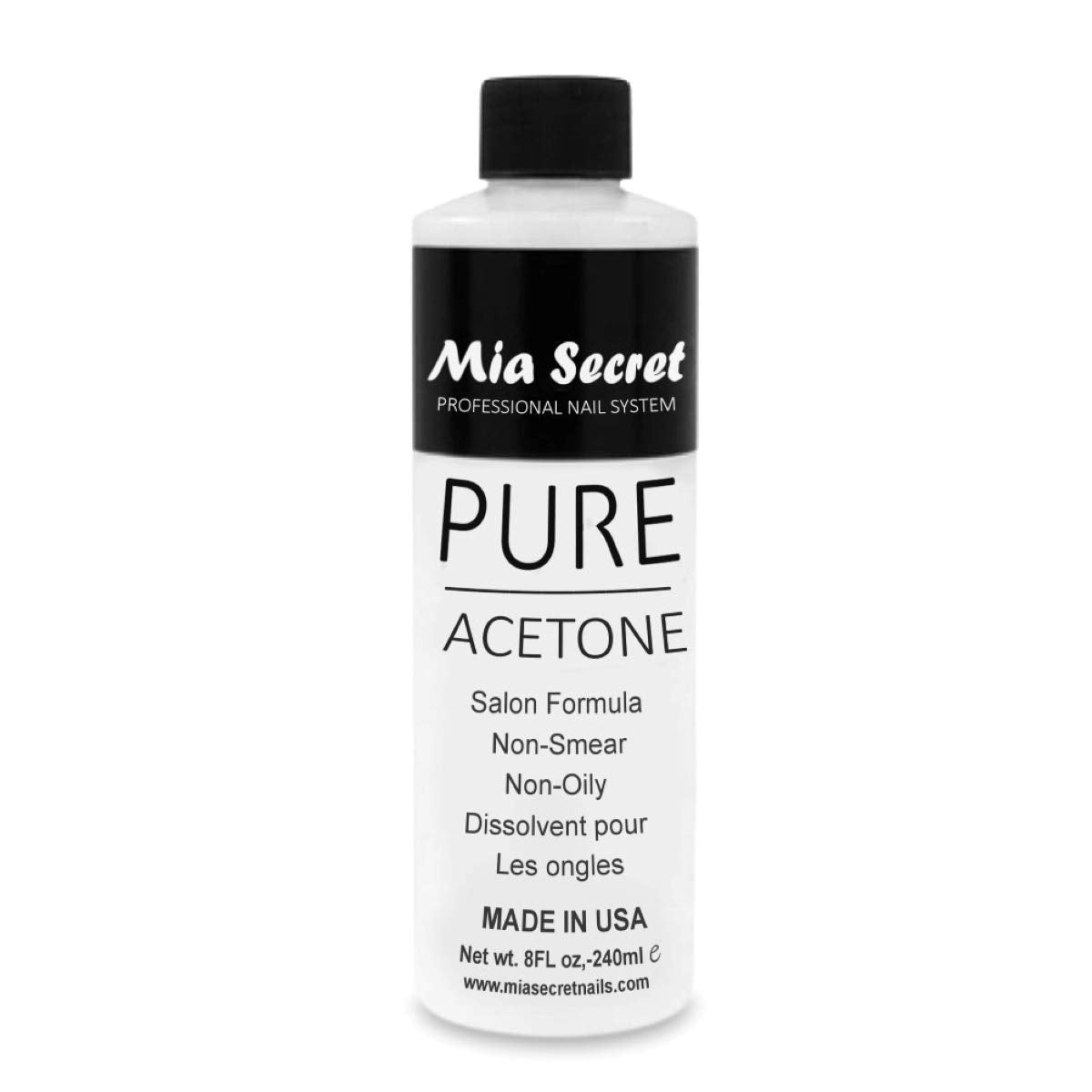 Mia Secret Nail Polish Remover, 100% Pure Acetone, 8 Fl. Oz. Safe and Gentle Cuticle Remover Liquid, Quick and Effective Formula, For Natural Beauty & Personal Care Mia Secret