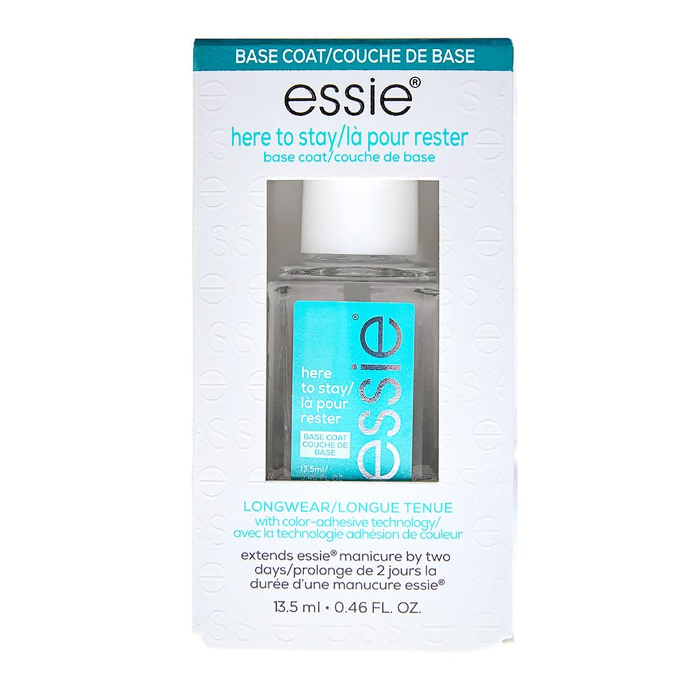 essie salon quality nail care, vegan formula, clear base coat, Here To Stay, 0.46 fl oz