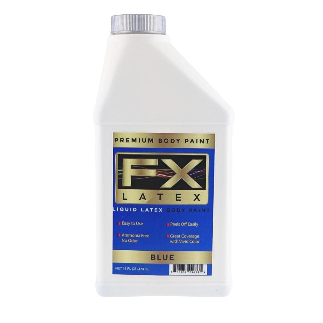Liquid Latex - Face and Body Paint, Ammonia Free, Easy On and Off, Cosplay Makeup, Create Professional Monster, Zombie Arts 16 Oz (Blue) Beauty & Personal Care Liquid Latex Fashions