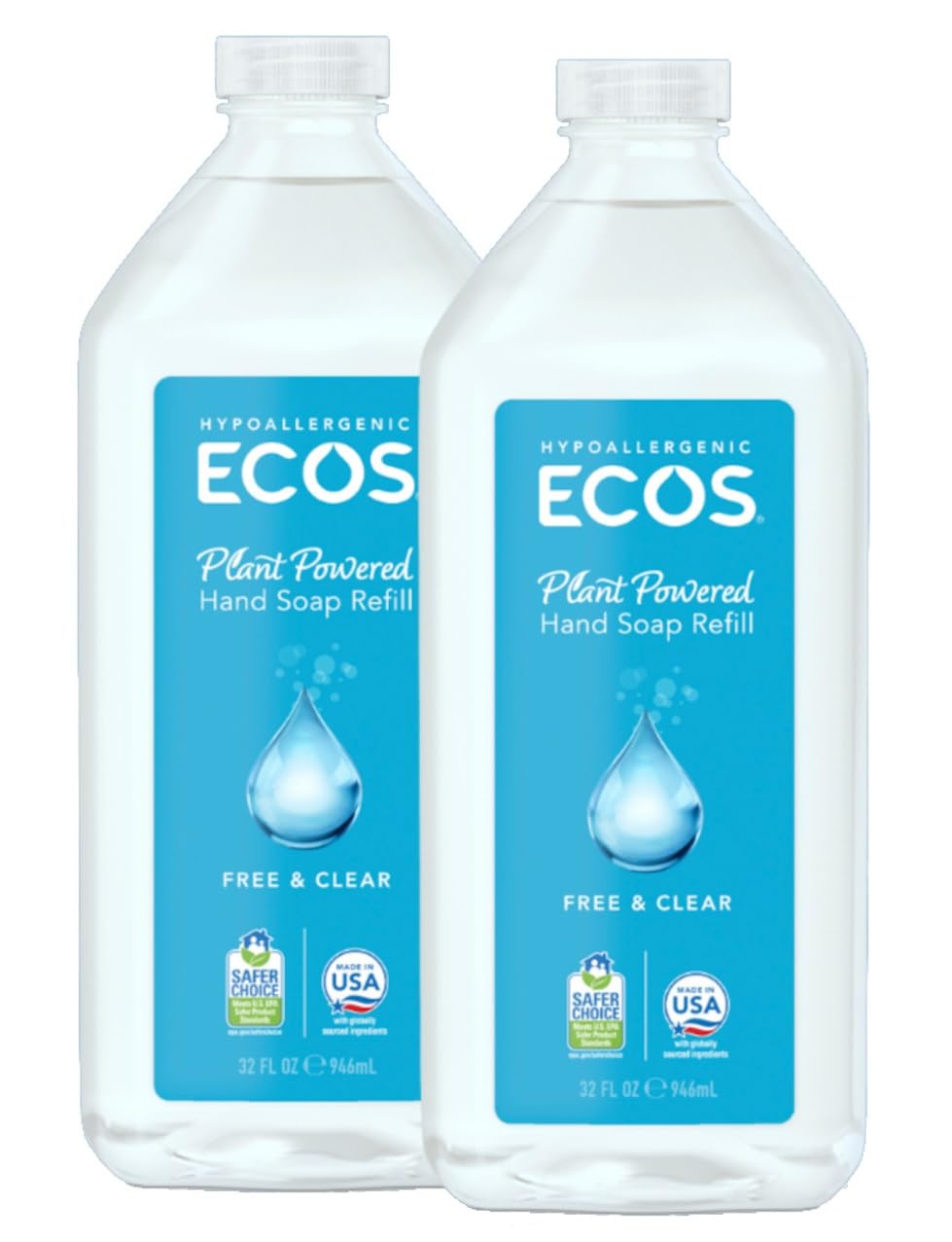 ECOS Supercharged Squeaky Clean: Free & Clear Refill Hand Soap (2 Pack) | Emphasizes both cleaning power friendliness Beauty & Personal Care ECOS