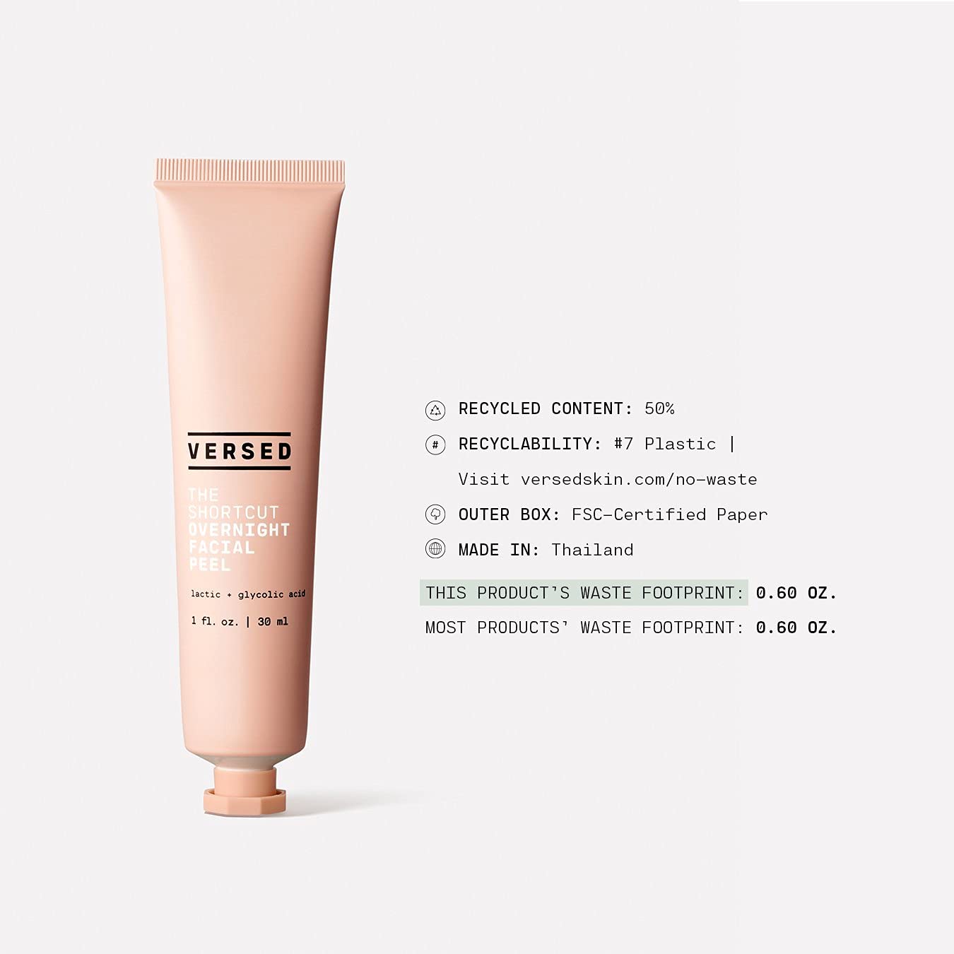 Versed The Shortcut Overnight Facial - Leave-on Gentle Exfoliating Treatment with Lactic and Glycolic Acid to Rejuvenate and Hydrate Skin - Vegan (0.5 Beauty & Personal Care Versed