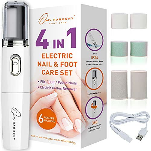 Own Harmony Electric Nail Buffer and Shine Kit for Natural Nails: Manicure Pedicure Tools with Callus Remover Foot Care, Best Electronic Mani Pedi Beauty & Personal Care Own Harmony