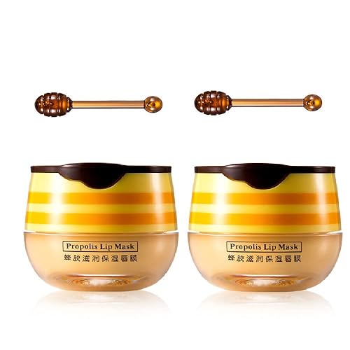 2PCS Lip Balm Honey Pot,Propolis Moisturizing Honey Lip Mask Lip Balm,Hydrating & Prevention Dry and Cracked Lip Scrubs Exfoliator Beauty & Personal Care Krajiyya