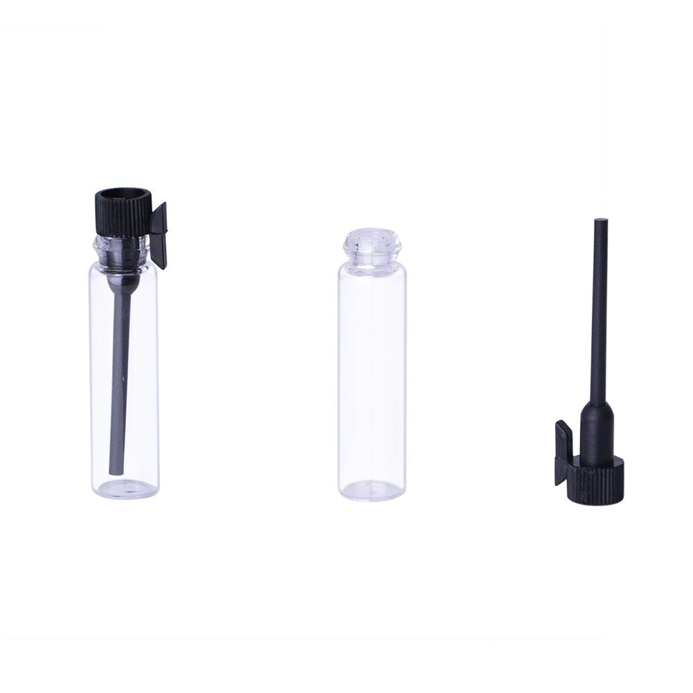 Enslz 100PCS Perfume Samples Mini Bottles With Black Lid Empty Glass Vials Dropper Bottle for Travel and Party (2ml) Beauty & Personal Care Enslz