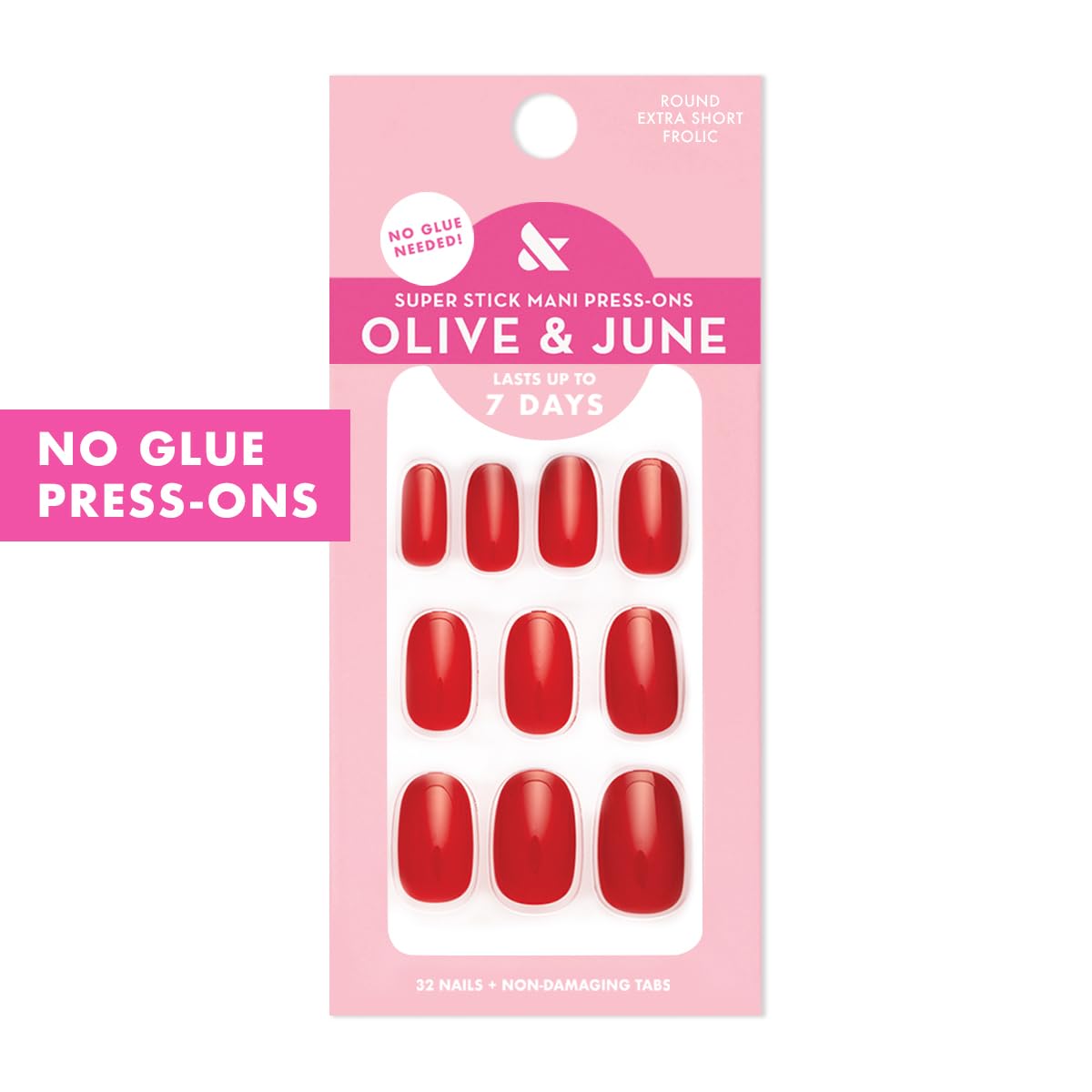 Olive & June Super Stick Press-On Nails, Lollipop