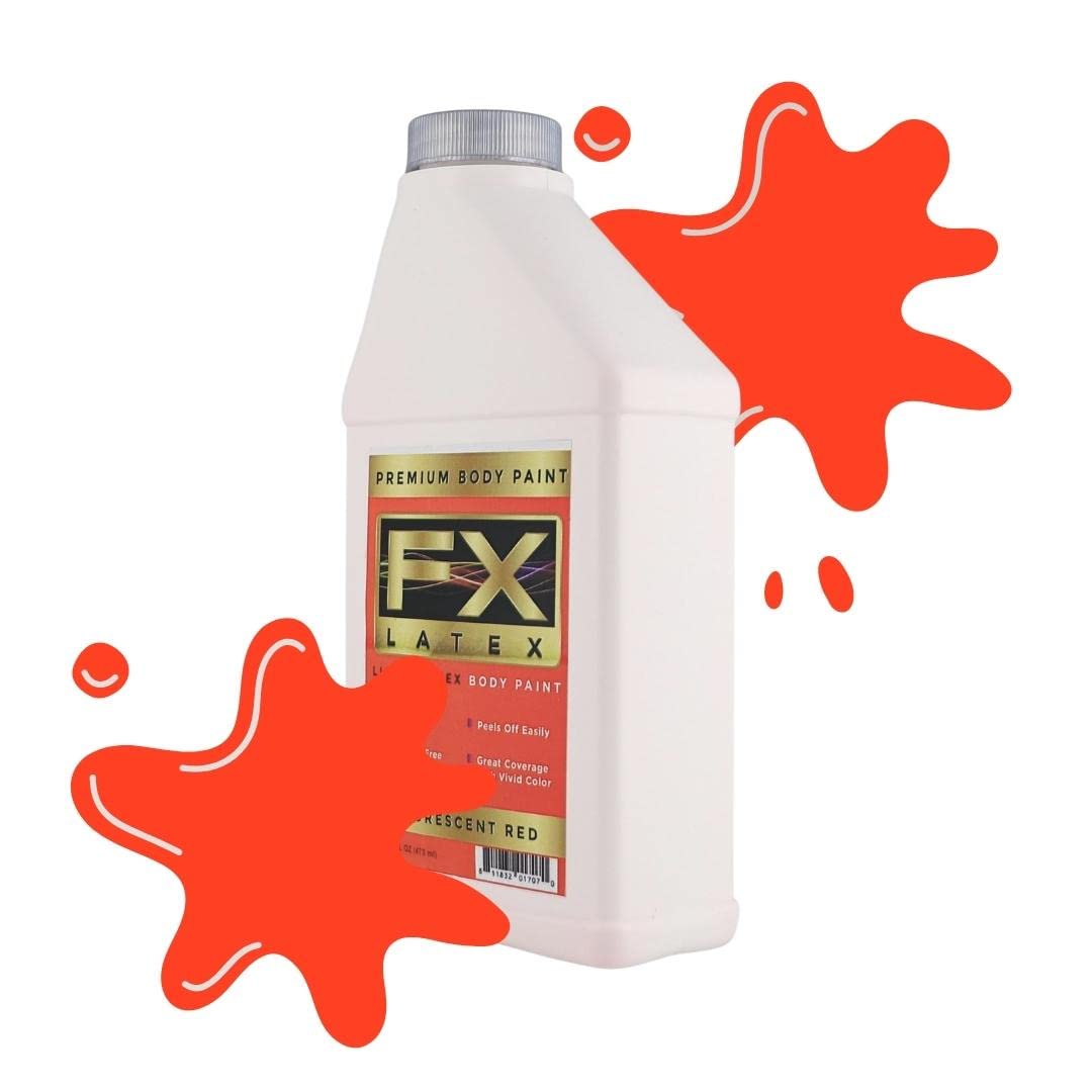 Liquid Latex - Face and Body Paint, Ammonia Free, Easy On and Off, Cosplay Makeup, Create Professional Monster, Zombie Arts 16 Oz (Fluorescent Red) Beauty & Personal Care Liquid Latex Fashions