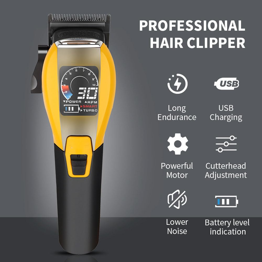 QDKVTNDJZ Quiet Cordless Hair Clippers for Men - High Torque 9000RPM Motor, Low Heat, Professional Trimmer with Charging Dock, Digital Display, 6 Beauty and Personal Care QDKVTNDJZ