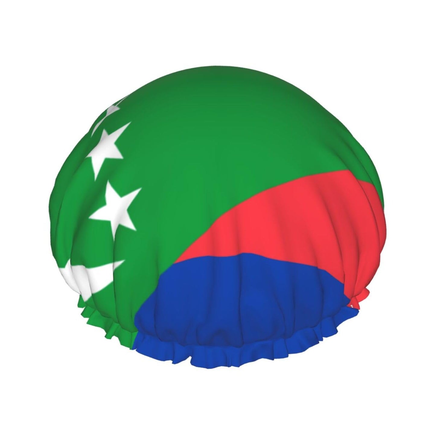 Comoros Flag Prints Shower Cap Double Layer Lined Waterproof Bathing Shower Hat Beauty and Personal Care Hayyett
